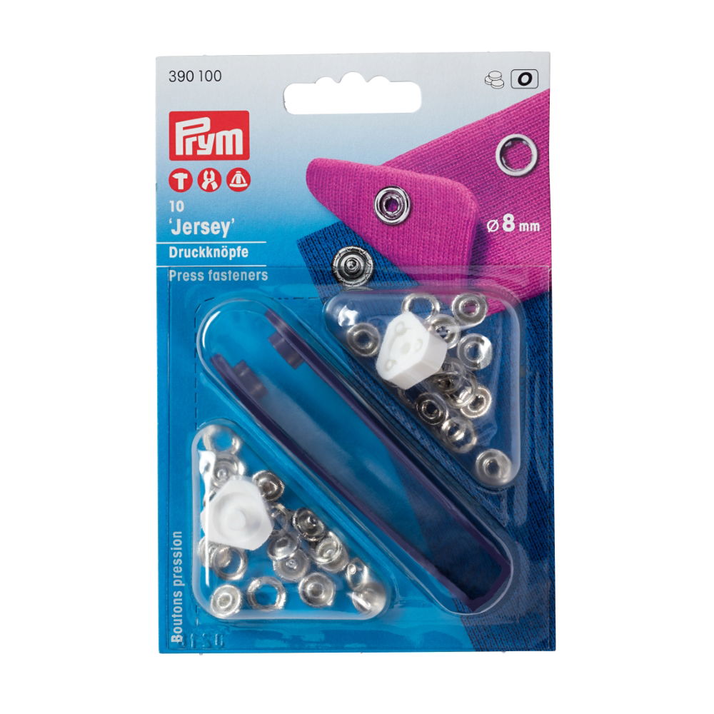 P390100 - Non-sew fasteners Jersey brass 8 mm silver coloured
