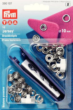 P390107 - Non-sew press fast JERSEY brass prong ring silver 10mm x 10pc