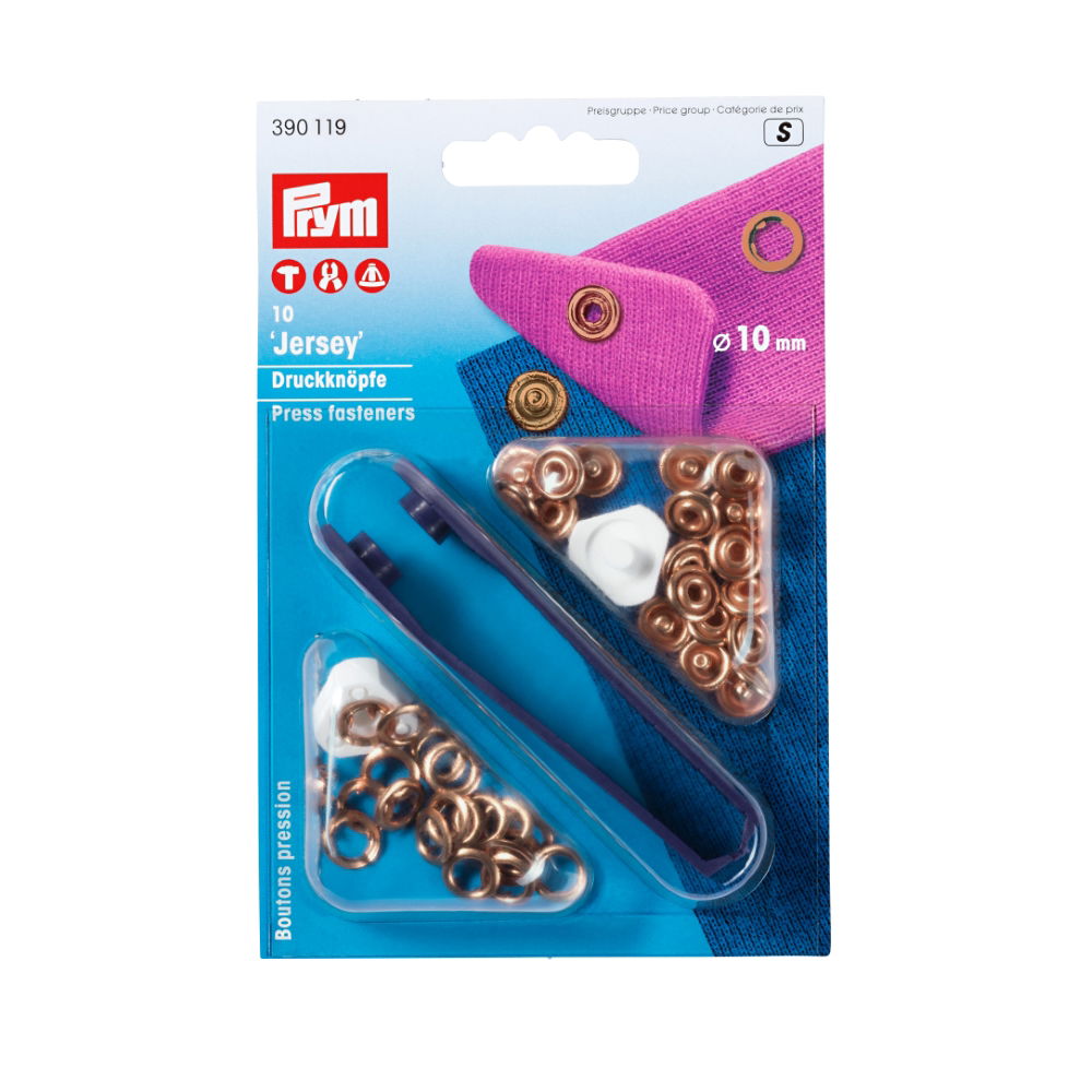 P390119 - Non-sew press fast JERSEY brass copper plated 10mm x 10pc 6PCS