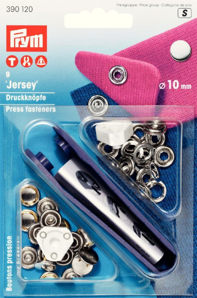 P390120 - Non-sew press fast JERSEY brass smooth cap silver 10mm x 9pc