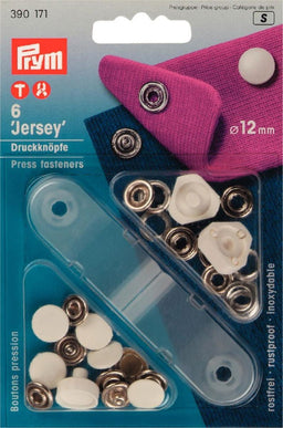 P390171 - Non-sew press fast JERSEY brass smooth cap white 12mm x 6pc