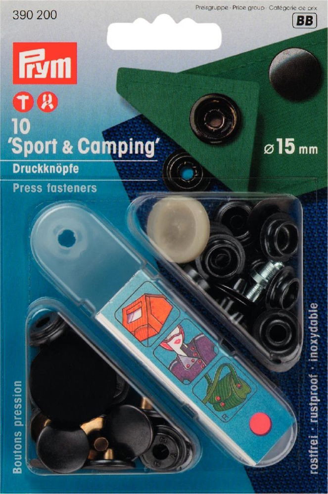 P390200 - Non-sew fast SPORT/CAMP brass black oxidized 15mm x10pc