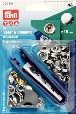 P390201 - Non-sew fast SPORT/CAMP brass silver 15mm x10pc