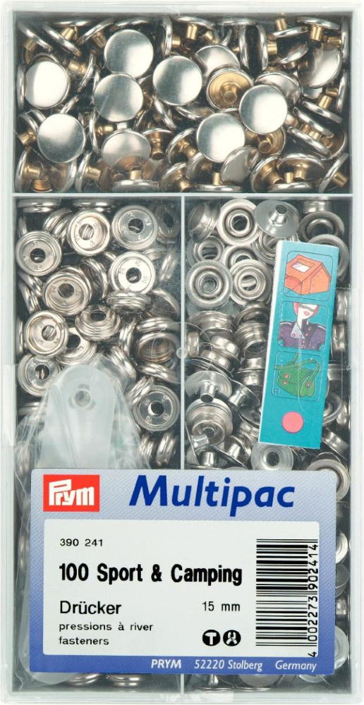 P390241 - Non-sew fast SPORT/CAMP brass silver15mm x100pc