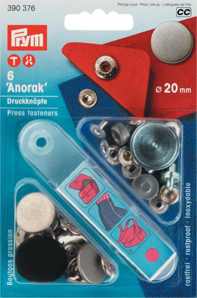 P390376 - Non-sew fast ANORAK flat antique steel matt 20mm x 6 pc