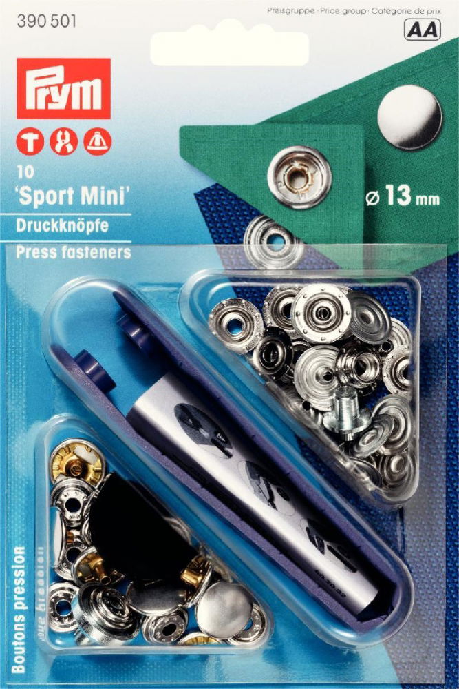 P390501 - Non-sew fast SPORT/MINI brass silver 13mm x 10pc