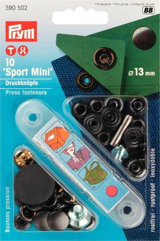 P390502 - Non-sew fast SPORT/MINI brass Black oxidized 13mm x 10pc