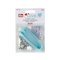 P390700 - P LOVE PRESS FASTENERS JERSY 8mm PALE PINK/LIGHT BLUE PEARL