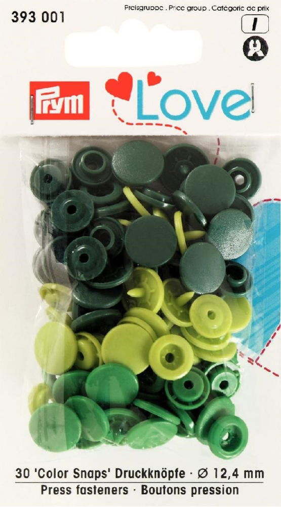 P393001 - Prym Love Colour press. fast. pl. 12.4mm diameter green x 30pc