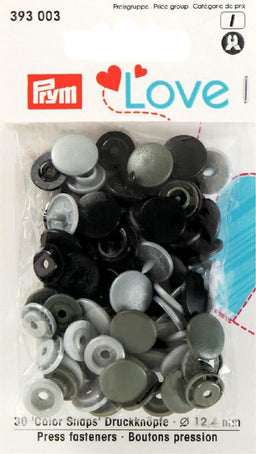 P393003 - Prym Love Colour press. fast. pl. 12.4mm diameter grey x 30pc