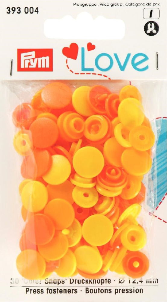 P393004 - Prym Love Colour press. fast. pl. 12.4mm diameter yellow x 30pc
