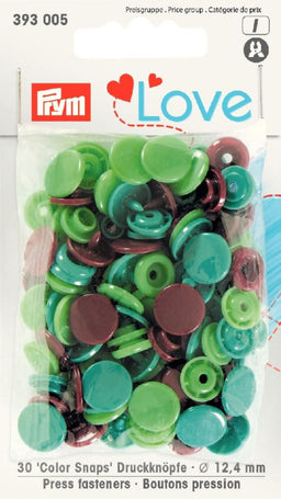 P393005 - Prym Love Colour press fast pl. 12.4mm diameter green/light green/brown
