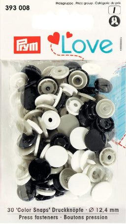 P393008 - Prym Love Colour press fast pl. 12.4mm diameter navy blue/grey/white