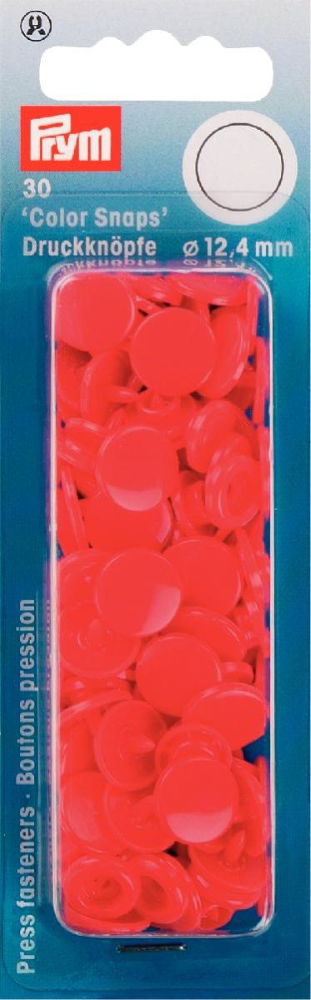 P393101 - Non-sew Colour Snaps 12.4mm diameter light red x 30pc