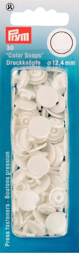 P393103 - Non-sew Colour Snaps 12.4mm diameter white x 30pc