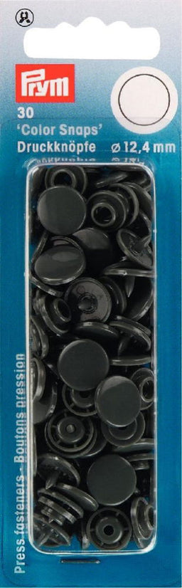 P393109 - Non-sew Colour Snaps 12.4mm diameter dark grey x 30pc