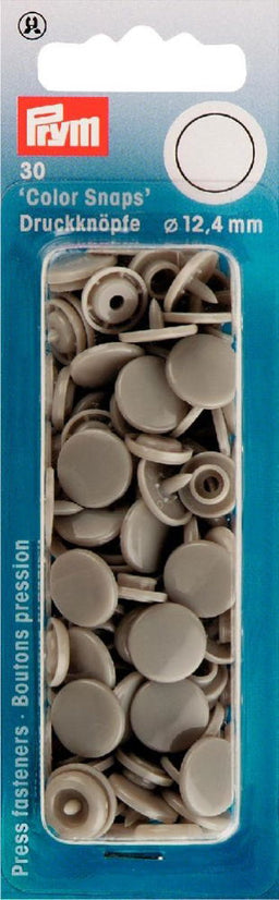 P393124 - Non-sew Colour Snaps 12.4mm diameter grey x 30pc