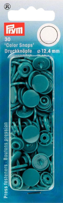 P393127 - Non-sew Colour Snaps 12.4mm diameter dark turquoise x 30pc
