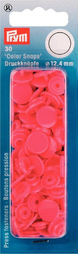 P393133 - Non-sew Colour Snaps 12.4mm diameter raspberry pink x 30pc