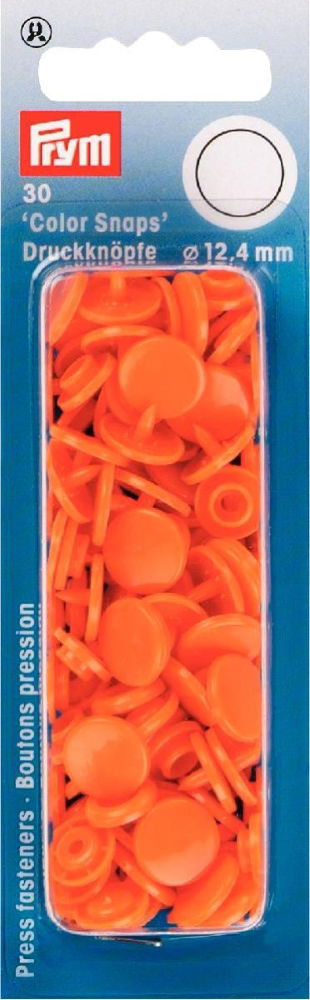 P393140 - Non-sew Colour Snaps 12.4mm diameter orange x 30pc
