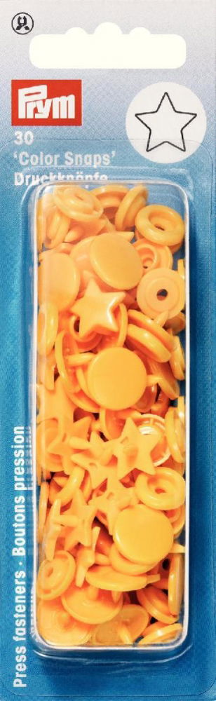 P393210 - Non-sew Colour Snaps Star yellow x 30pc