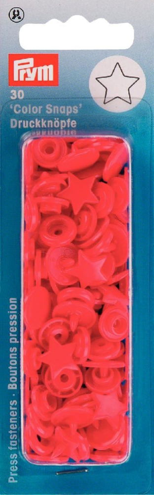 P393238 - Non-sew Colour Snaps Star red x 30pc