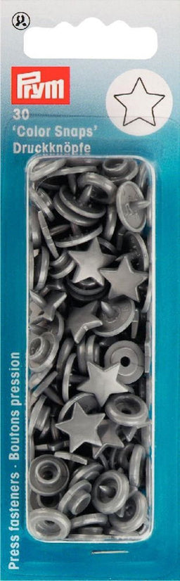 P393245 - Non-sew Colour Snaps Star silver grey x 30pc