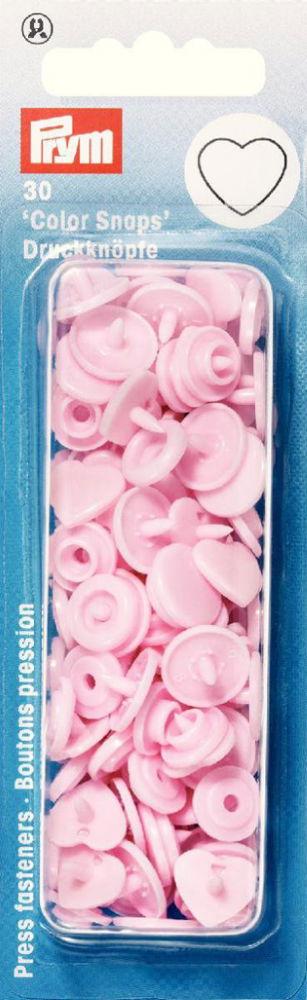 P393318 - Non-sew Colour Snaps Heart pale pink x 30pc