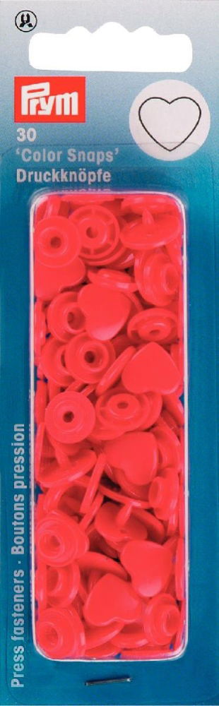 P393338 - Non-sew Colour Snaps Heart red x 30pc