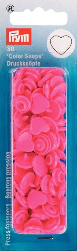 P393347 - Non-sew Colour Snaps Heart pink x 30pc