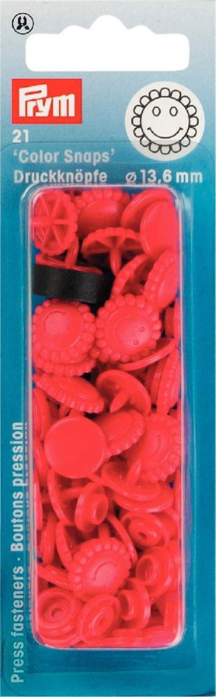 P393438 - NON SEW COLORSNAPS FLOWER 13.6mm RED 21PCS