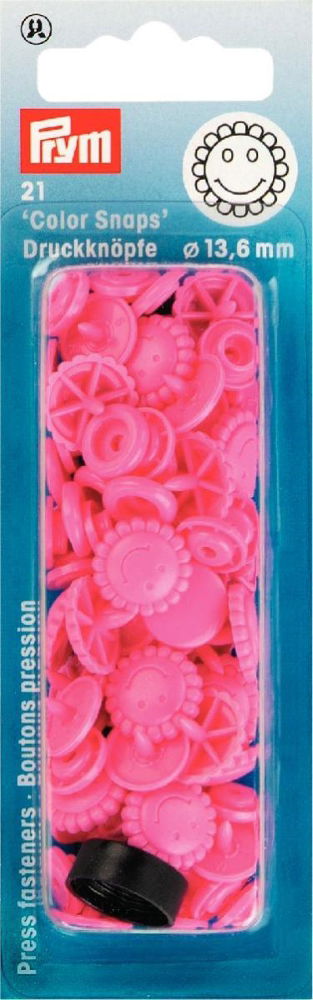 P393447 - NON SEW COLORSNAPS FLOWER 13.6mm PINK 21PCS