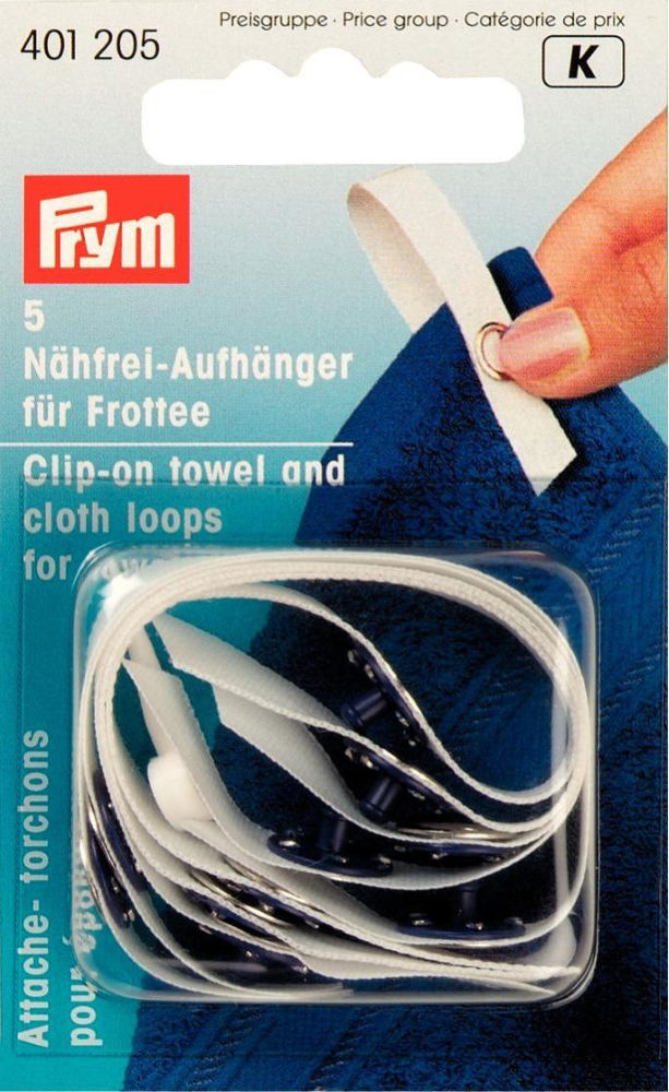 P401205 - Clip-On Towel and Cloth Loops for towelling white x 5pc