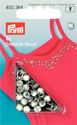 P403364 - Creative Decor rhinestone plastic/metal silver 5mm x 24pc