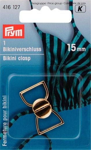 P416127 - Bikini/belt clasp hook metal 15mm gold x 1pc