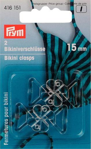 P416151 - Bikini/belt clasps cloverleaf plastic 15mm transparent x 2pc