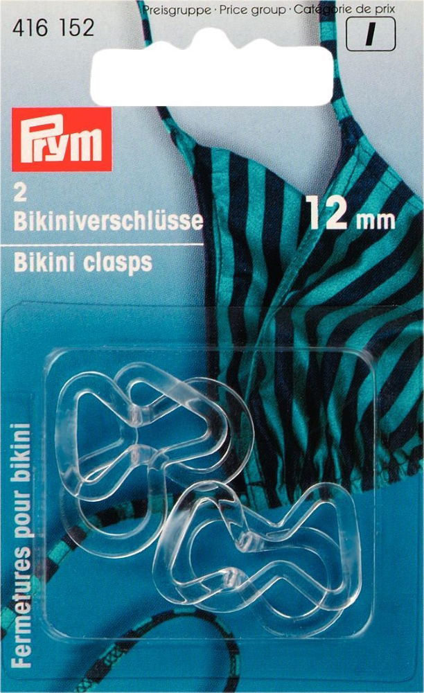 P416152 - Bikini/belt clasps loop plastic 12mm transparent x 2pc