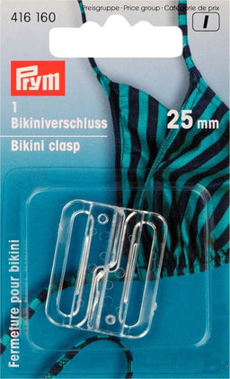 P416160 - Bikini/belt clasp hook plastic 25mm transparent x 1pc