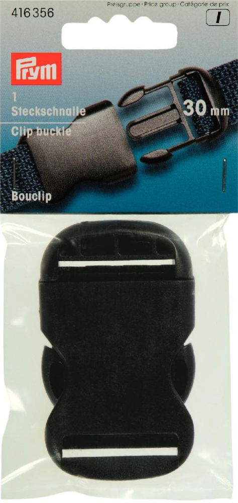 P416356 - Clip buckle plastic 30mm Black x 1pc