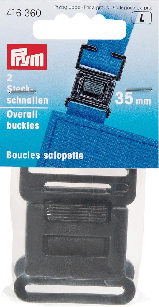 P416360 - Overall buckles plastic 35mm Black x 2pc
