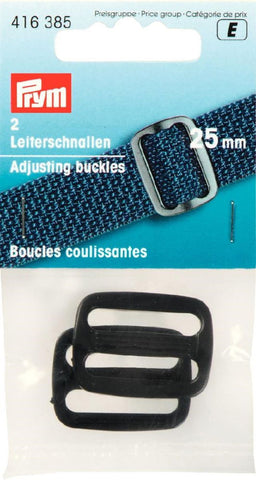 P416385 - Adjusting buckles plastic 25mm Black x 2pc