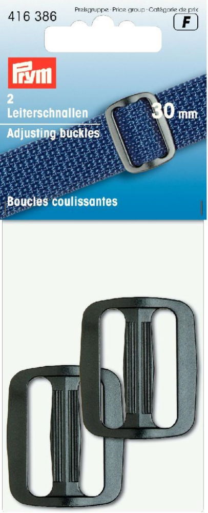 P416386 - Adjusting buckles plastic 30mm Black x 2pc