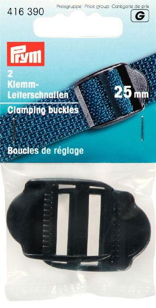 P416390 - Clamping buckles plastic 25mm Black x 2pc