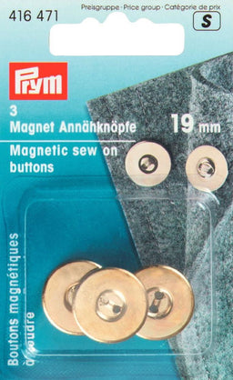 P416471 - Magnetic sew-on buttons 19mm gold  x 3pc