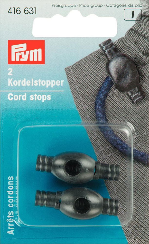 P416631 - Cord Stops 1 hole plastic Black x 2pc