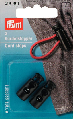 P416651 - Cord Stops 2 holes plastic Black x 2pc