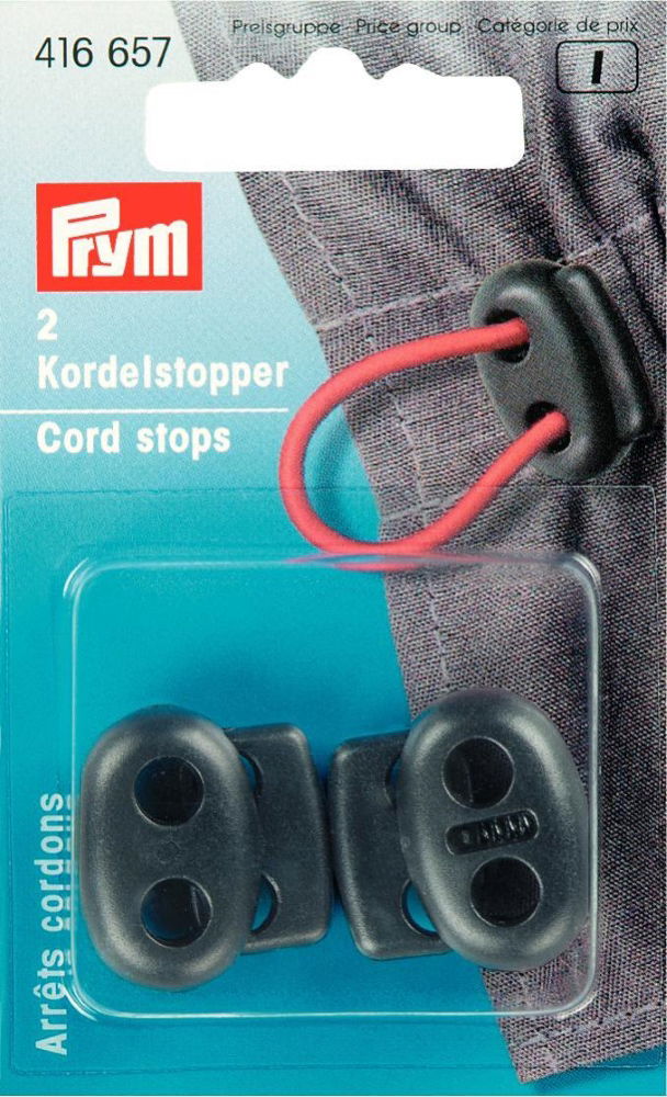 P416657 - Cord Stops 2 holes plastic Black x 2pc