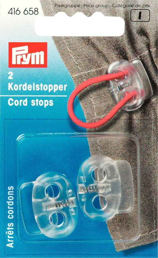 P416658 - Cord Stops 2 holes plastic transparent x 2pc