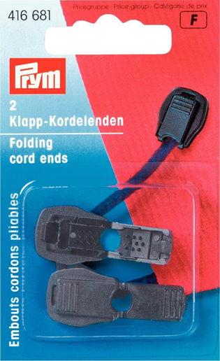 P416681 - Folding Cord Ends plastic Black x 2pc