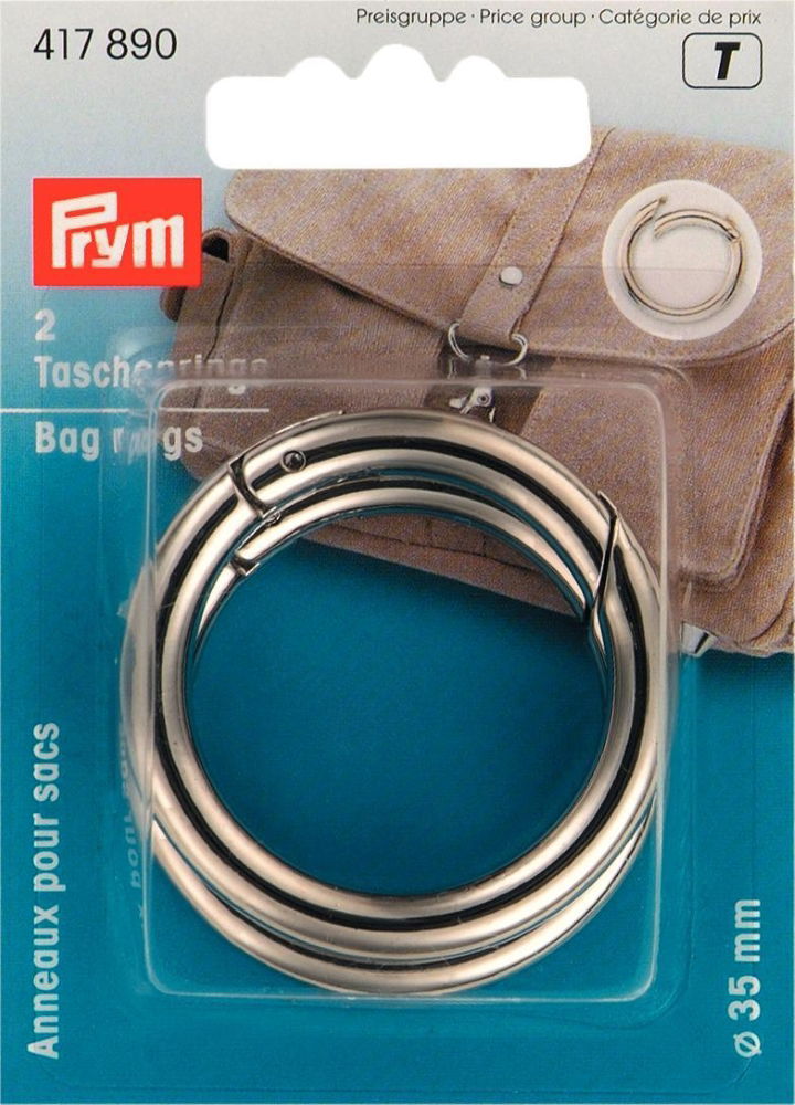P417890 - Bag rings 35 mm silver x 2pc